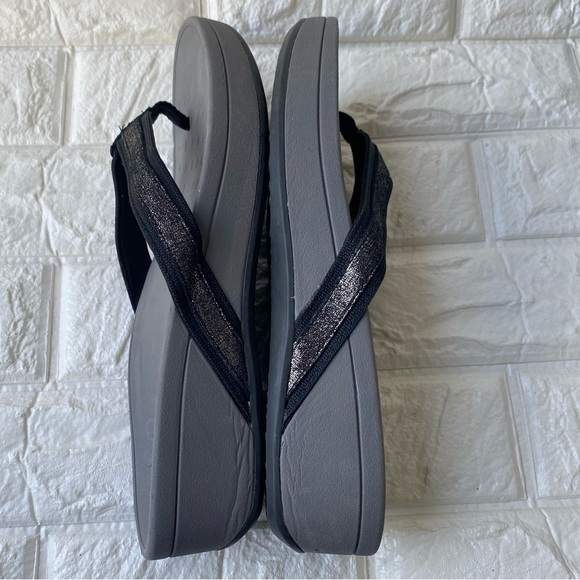 Vionic High Tide Platform Metallic Gray Black Thong Sandals 10 wide - Picture 6 of 8